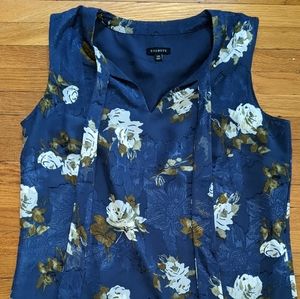 Blue floral print tank top business casual